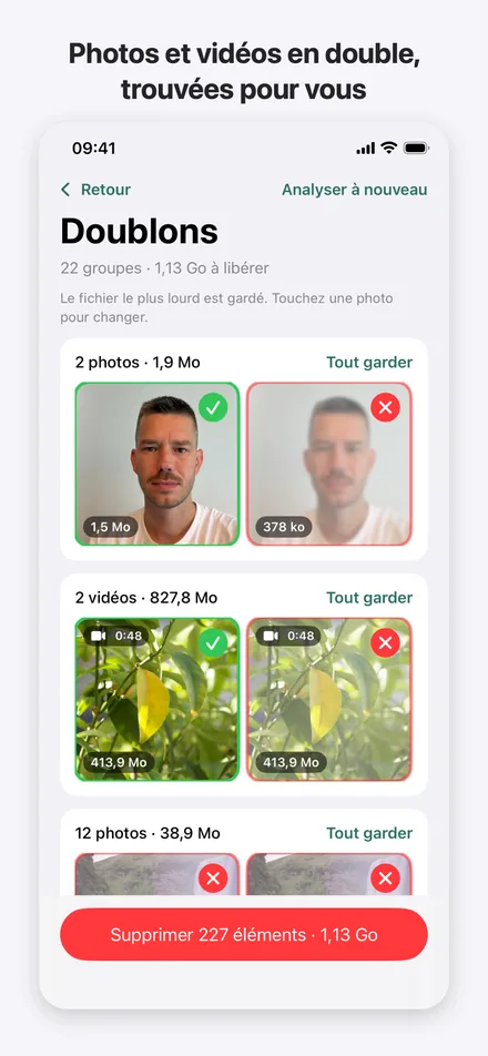 Photos en double côte à côte