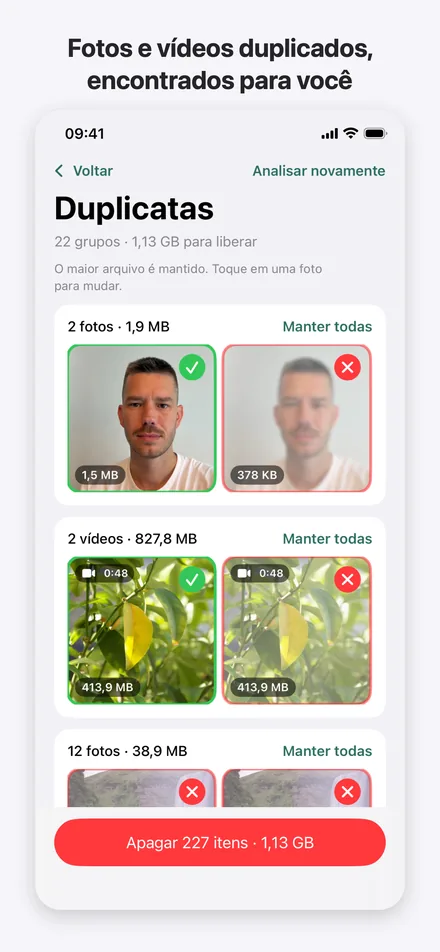 Fotos duplicadas lado a lado