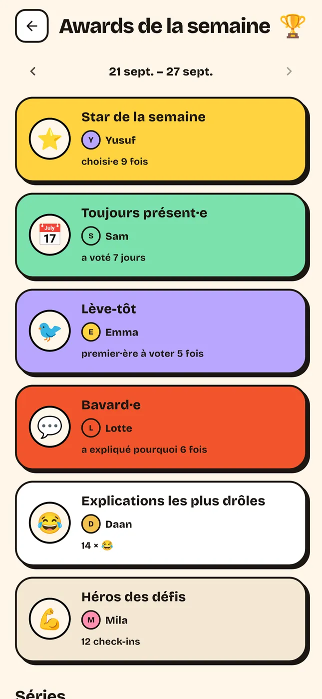 Awards de la semaine