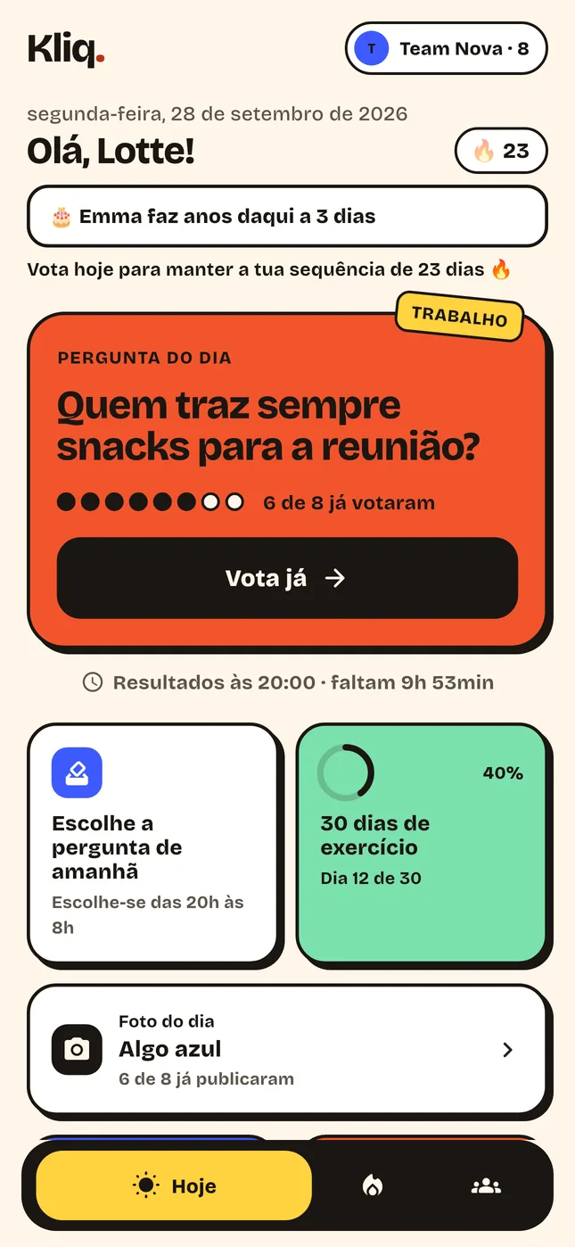 Uma pergunta de trabalho todas as manhãs
