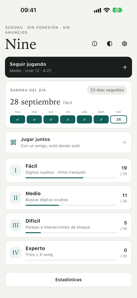 Un sudoku nuevo cada día