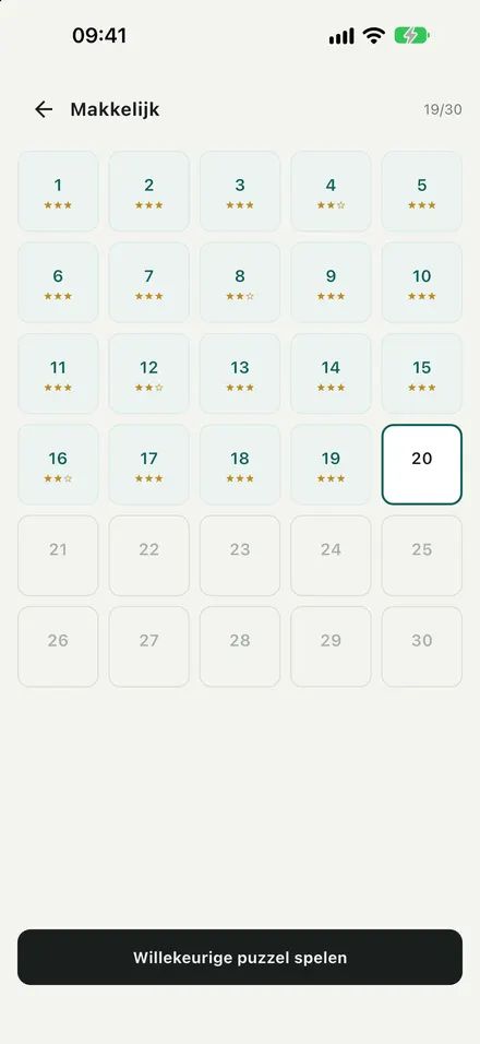 120 levels, van makkelijk tot expert