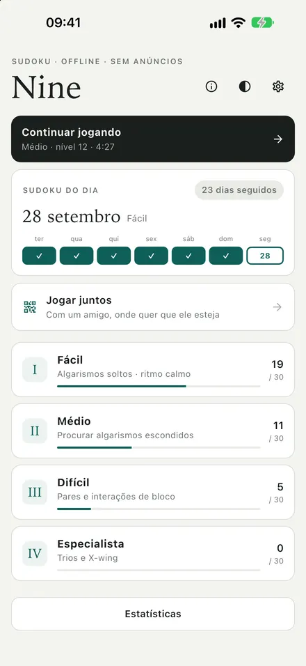 Um sudoku novo todo dia